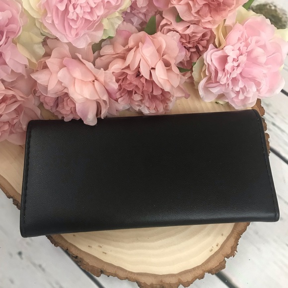 Black Vegan Leather Black & White Dog Clutch Wallet - Picture 2 of 10